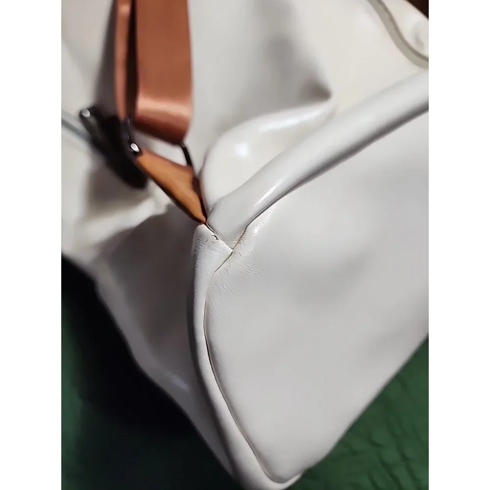 Leather Travel Backpack 2 Toned Tassel Opage No Shoulder Strap School Work Vacat